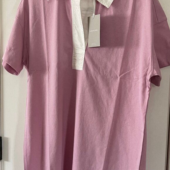 New Everlane The Organic Cotton Polo Short Sleeve Dress Mauve Size M Medium - Picture 3 of 9